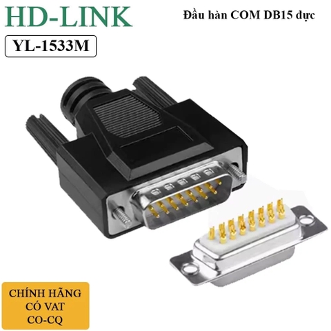 Đầu hàn DB15 chân đồng vỏ ốp nhựa dẻo chính hãng HD-Link YL-1533F YL-1533M