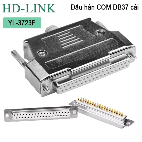Đầu hàn DB37 cái chân đồng vỏ ốp nhựa cứng chính hãng HD-Link YL-3713F