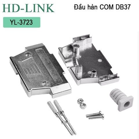 Đầu hàn DB37 đực chân đồng vỏ ốp kim loại chính hãng HD-Link YL-3723M