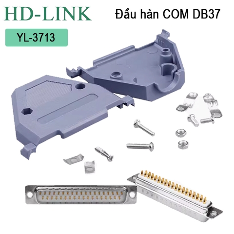 Đầu hàn DB37 cái chân đồng vỏ ốp nhựa cứng chính hãng HD-Link YL-3713F