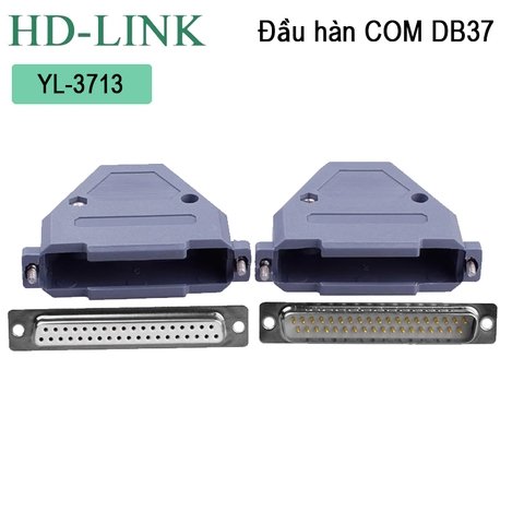 Đầu hàn DB37 cái chân đồng vỏ ốp nhựa cứng chính hãng HD-Link YL-3713F