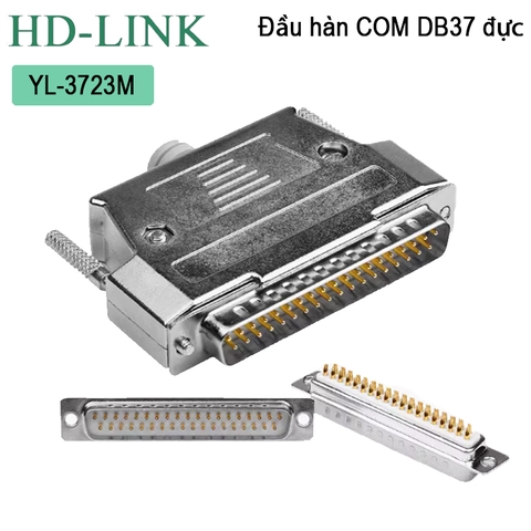 Đầu hàn DB37 đực chân đồng vỏ ốp kim loại chính hãng HD-Link YL-3723M