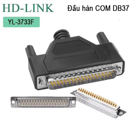 Đầu hàn DB37 cái chân đồng vỏ ốp nhựa dẻo chính hãng HD-Link YL-3733F