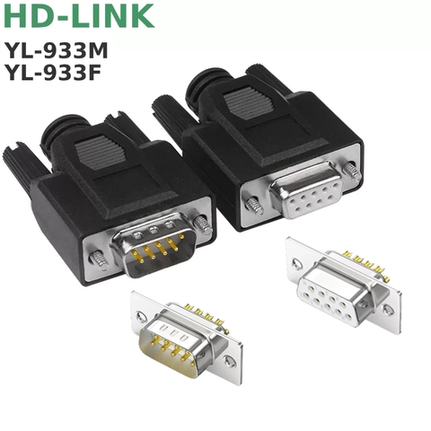 Đầu hàn cổng Com DB9 RS232 chân đồng vỏ ốp nhựa dẻo chính hãng HD-Link YL-933M/F