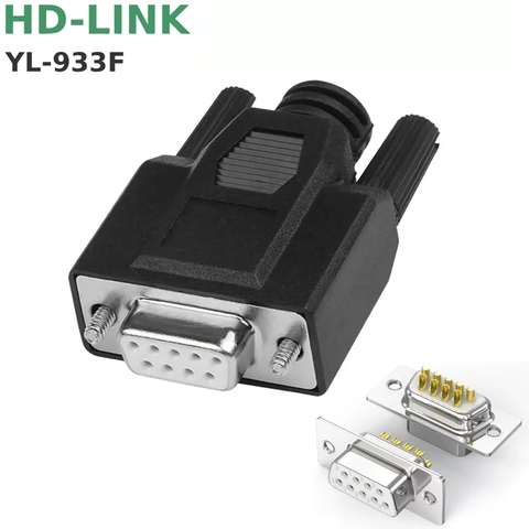 Đầu hàn cổng Com DB9 RS232 chân đồng vỏ ốp nhựa dẻo chính hãng HD-Link YL-933M/F