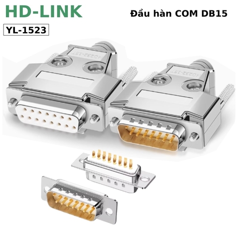 Đầu hàn DB15 COM chân đồng vỏ ốp kim loại HD-Link YL-1523