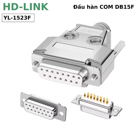 Đầu hàn DB15 COM chân đồng vỏ ốp kim loại HD-Link YL-1523