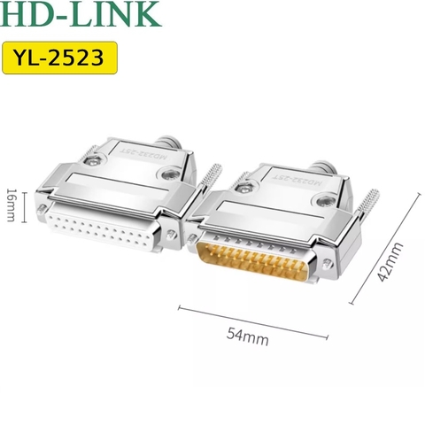 Đầu hàn DB25 vỏ ốp kim loại nhân mạ vàng 3U YL-2523