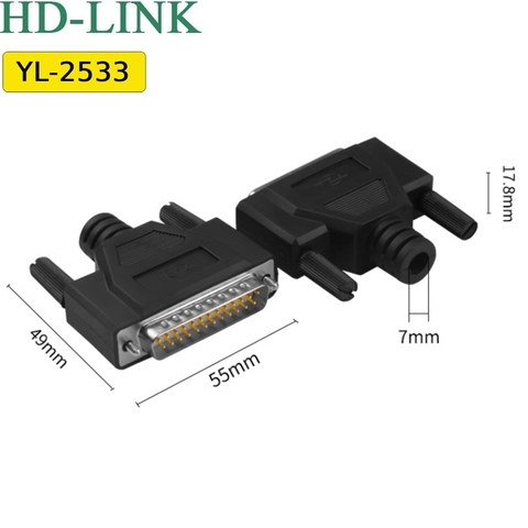Đầu hàn DB25 vỏ ốp nhựa dẻo nhân mạ vàng 3U YL-2523