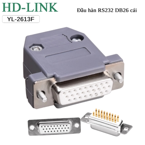 Đầu hàn DB26 đực chân đồng vỏ ốp nhựa dẻo HD-Link YL-2633M