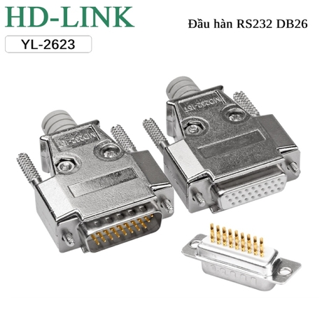 Đầu hàn DB26 đực chân đồng vỏ ốp kim loại HD-Link YL-2623M
