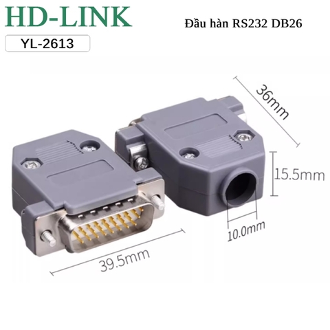 Đầu hàn DB26 cái chân đồng vỏ ốp nhựa cứng HD-Link YL-2613F