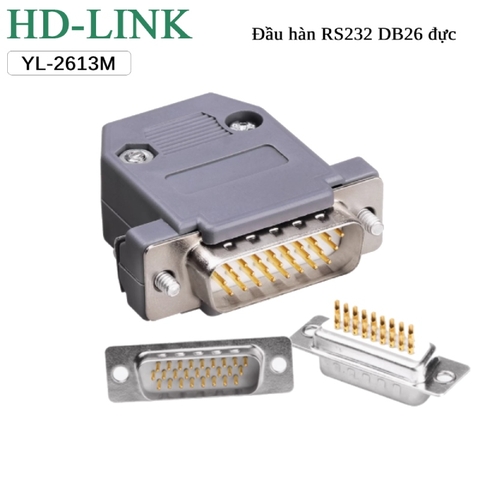 Đầu hàn DB26 đực chân đồng vỏ ốp nhựa dẻo HD-Link YL-2633M