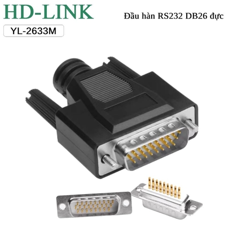 Đầu hàn DB26 cái chân đồng vỏ ốp nhựa dẻo HD-Link YL-2633F