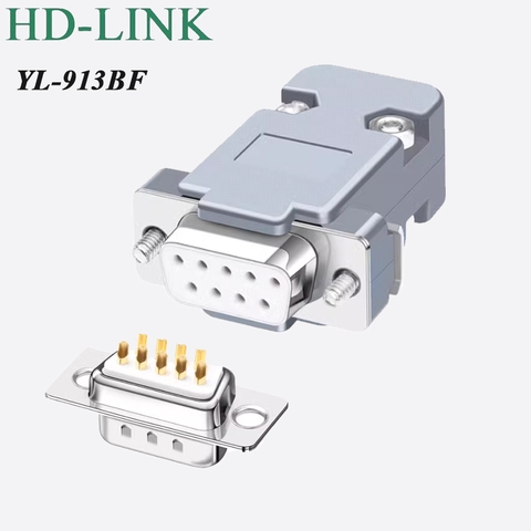 Đầu hàn COM RS232 DB9 chân đồng vỏ ốp nhựa cứng chính hãng HD-Link YL-913M/F