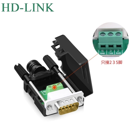 Đầu jack COM DB9 connecter 3 chấu chân bắt vit HD-Link YL-SJCG-9DM Male làm cáp RS232C