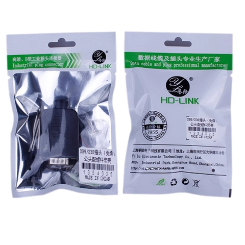 Đầu jack COM DB9 connecter 3 chấu chân bắt vit HD-Link YL-SJCG-9DF Female làm cáp RS232C