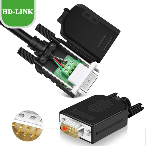 Đầu jack COM DB9 connecter 3 chấu chân bắt vit HD-Link YL-SJCG-9DF Female làm cáp RS232C