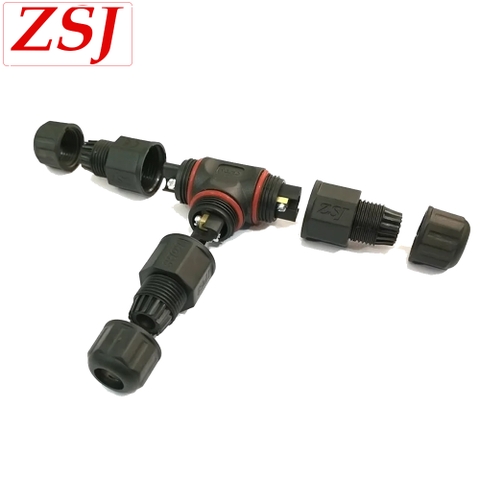 Đầu nối chia dây điện chống nước 1 ra 2 chữ T chuẩn Ip68 hãng ZSJ L25-T 2 lõi, 3 lõi, 4 lõi, 5 lõi