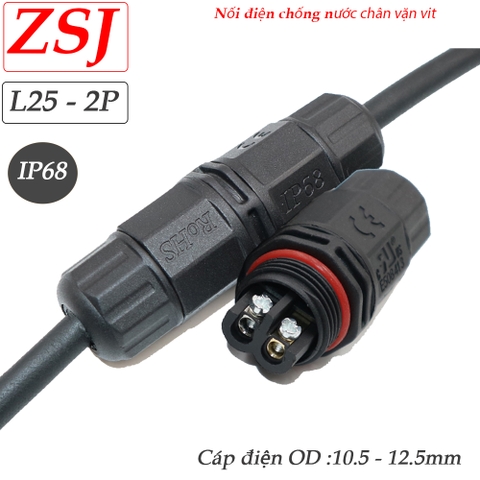 Đầu nối dây điện chống nước 2,3,4,5 lõi chuẩn  Ip68 ZSJ L25 cáp OD 10.5 - 12.5mm