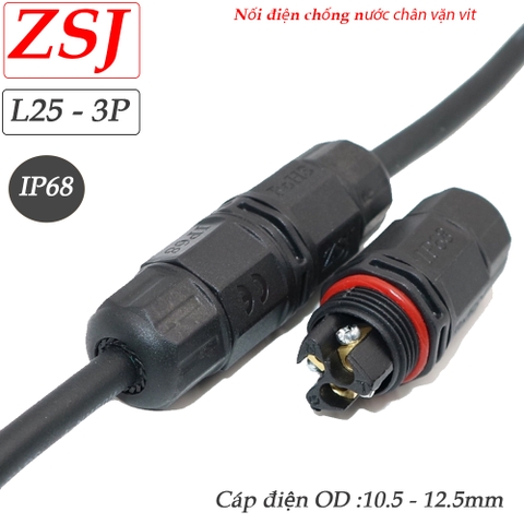 Đầu nối dây điện chống nước 2,3,4,5 lõi chuẩn  Ip68 ZSJ L25 cáp OD 10.5 - 12.5mm