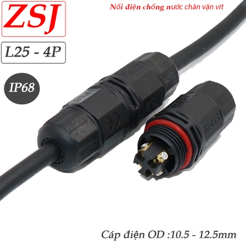 Đầu nối dây điện chống nước 2,3,4,5 lõi chuẩn  Ip68 ZSJ L25 cáp OD 10.5 - 12.5mm