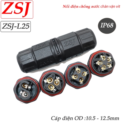 Đầu nối dây điện chống nước 2,3,4,5 lõi chuẩn  Ip68 ZSJ L25 cáp OD 10.5 - 12.5mm