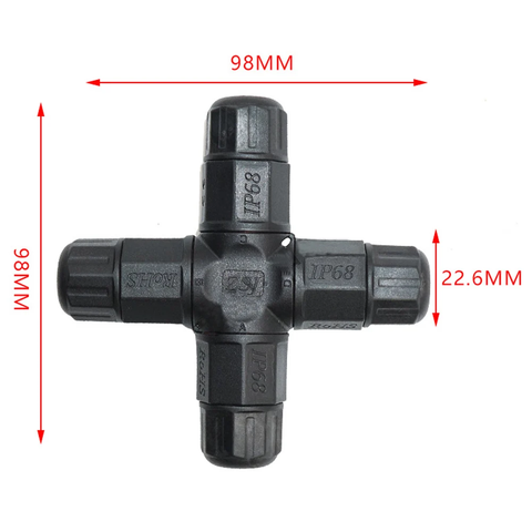 Đầu nối chia dây điện chống nước 2 lõi 4 ngả chuẩn IP68 ZSJ L20-4T-2P