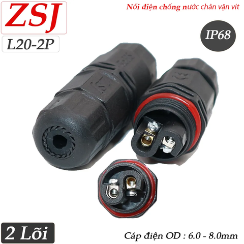Đầu nối điện chống nước 3 lõi IP68 dùng cho dây 3x1.5mm chính hãng ZSJ L20-3P