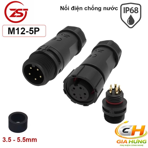 Đầu Cút Nối Dây Điện Chống Nước IP68 ZSJ M12 MF Đực Cái Thẳng Dùng Cho Dây 2–8 Lõi Chính Hãng