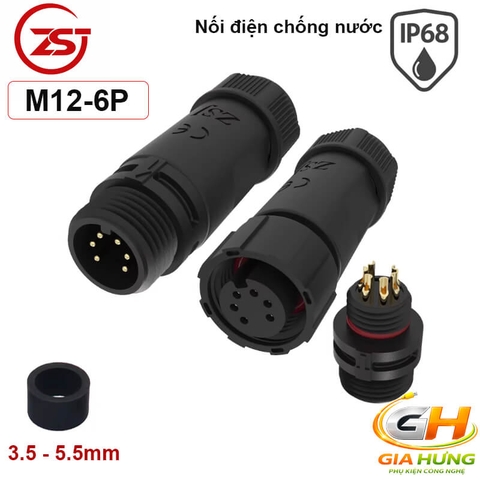 Đầu Cút Nối Dây Điện Chống Nước IP68 ZSJ M12 MF Đực Cái Thẳng Dùng Cho Dây 2–8 Lõi Chính Hãng