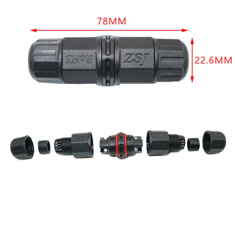 Đầu nối điện chống nước 2 lõi IP68 dùng cho dây 2x1.5mm chính hãng ZSJ L20-2P