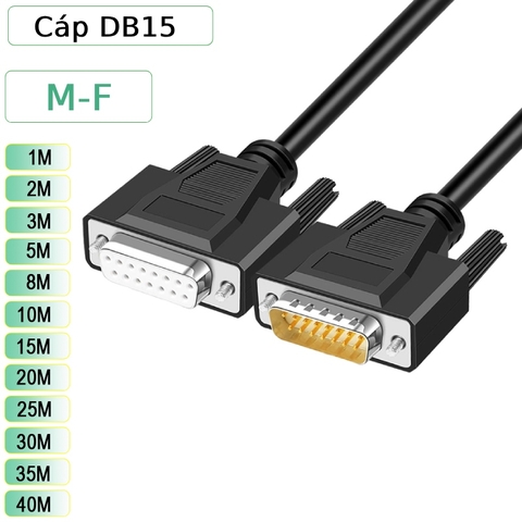 Dây cáp DB15 2 đầu đực cái dài 1M đến 40M