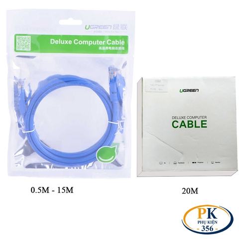 Dây cáp mạng RJ45 CAT6 1Gb 250Mhz Ugreen 11201 NW102 dây tròn màu xanh dài 1M