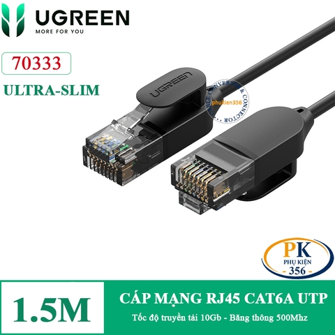 Dây cáp mạng RJ45 CAT6A 10Gb 500Mhz Ugreen NW122 dài 0.5M đến 10M ultra-slim màu đen