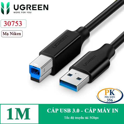 Dây cáp máy in USB 3.0 BM Ugreen US210 dài 1M, 2M