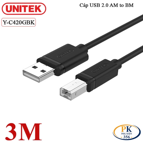Cáp USB Máy In AM-BM Unitek USB 2.0 – Dây USB A Sang B Chính Hãng