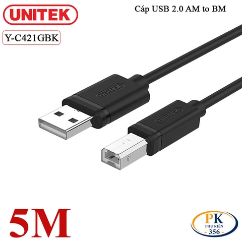 Cáp USB Máy In AM-BM Unitek USB 2.0 – Dây USB A Sang B Chính Hãng