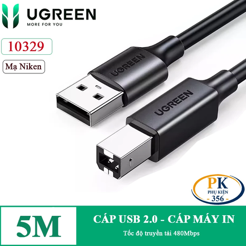Dây cáp máy in Ugreen US104 USB 2.0 BM mạ Niken – Dài 1.5m / 2m / 3m / 5m