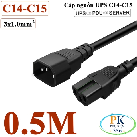 Dây Cáp Nguồn IEC320 C14 C15 3x1.0mm² 250V-10A-2500W| Dây Nối Dài Nguồn Cho UPS, PDU, Máy Chủ