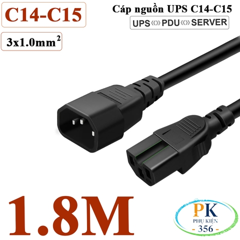Dây Cáp Nguồn IEC320 C14 C15 3x1.0mm² 250V-10A-2500W| Dây Nối Dài Nguồn Cho UPS, PDU, Máy Chủ