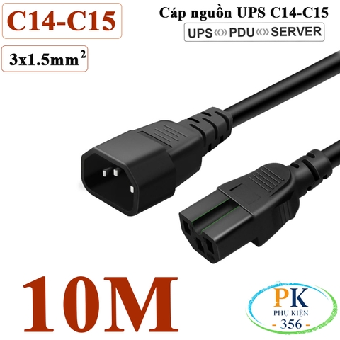 Dây nguồn IEC320 C14 C15 lõi 3x1.5mm² | Dây nối dài nguồn UPS, PDU, Server – Chịu tải cao, an toàn tuyệt đối