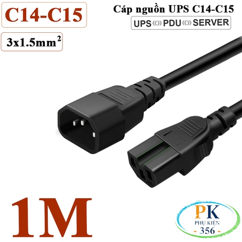 Dây nguồn IEC320 C14 C15 lõi 3x1.5mm² | Dây nối dài nguồn UPS, PDU, Server – Chịu tải cao, an toàn tuyệt đối
