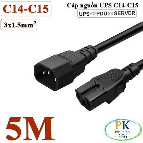 Dây nguồn IEC320 C14 C15 lõi 3x1.5mm² | Dây nối dài nguồn UPS, PDU, Server – Chịu tải cao, an toàn tuyệt đối