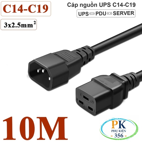 Dây Cáp nguồn IEC320 C14 C19 lõi 3x2.5mm² 18A-250V | Dây nối dài nguồn cho UPS, PDU, PC dài 0.5M – 10M
