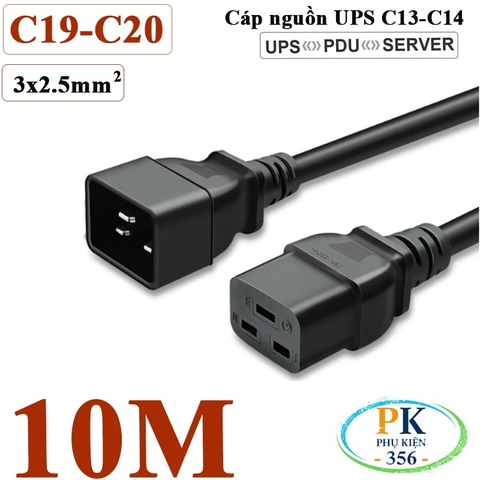 Dây Cáp Nguồn IEC320 C19 C20 3x2.5mm² 18A-250V 4500W | Dây Nối Dài Nguồn Cho UPS, PDU, Máy Chủ