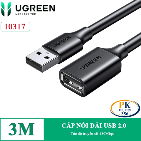 Dây Cáp Nối Dài USB 2.0 Ugreen US103 – Độ Dài Tùy Chọn Từ 0.5M Đến 5M