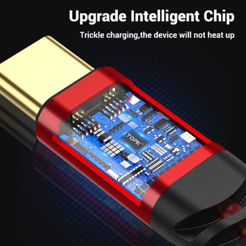 Dây cáp sạc nhanh 60W USB-C TOPK dài 1M dây bọc dù chống đứt gãy
