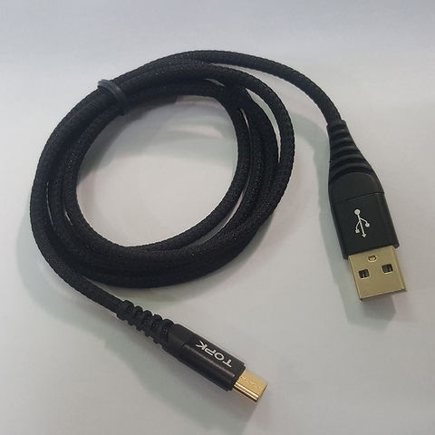 Dây cáp sạc nhanh QC3.0 TOPK USB-C dây bọc dù chống đứt gãy