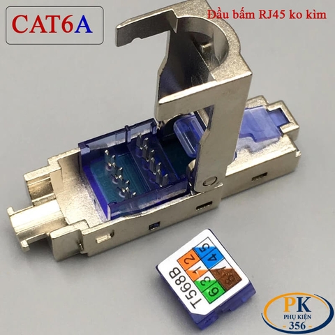 Đầu Bấm Mạng RJ45 Cat6A Tool Free Không Cần Kìm, Vỏ Kim Loại Chống Nhiễu 10Gbps/500MHz chuẩn công nghiệp